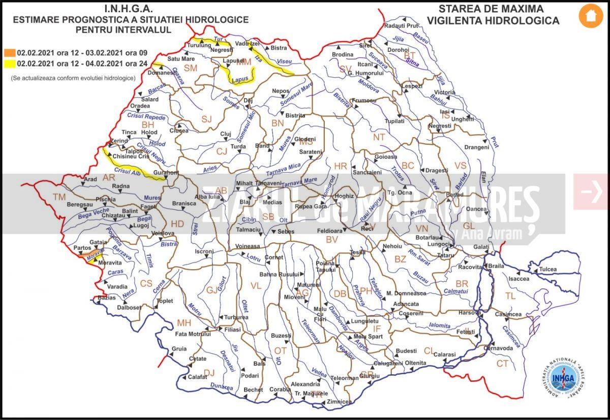 Avertizare hidrologică: Râurile Iza și Lăpuş, monitorizate de Comitetului Județean pentru Situații de Urgență Maramureș