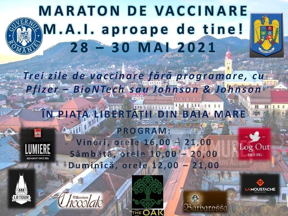 Maraton de vaccinare în centrul vechi al municipiului Baia Mare în acest weekend