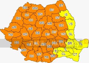 COD PORTOCALIU: Vijelii puternice, grindină, cantități de apă importante în Maramureș, Transilvania, Oltenia, Banat, Crișana, dar și în alte zone din țară