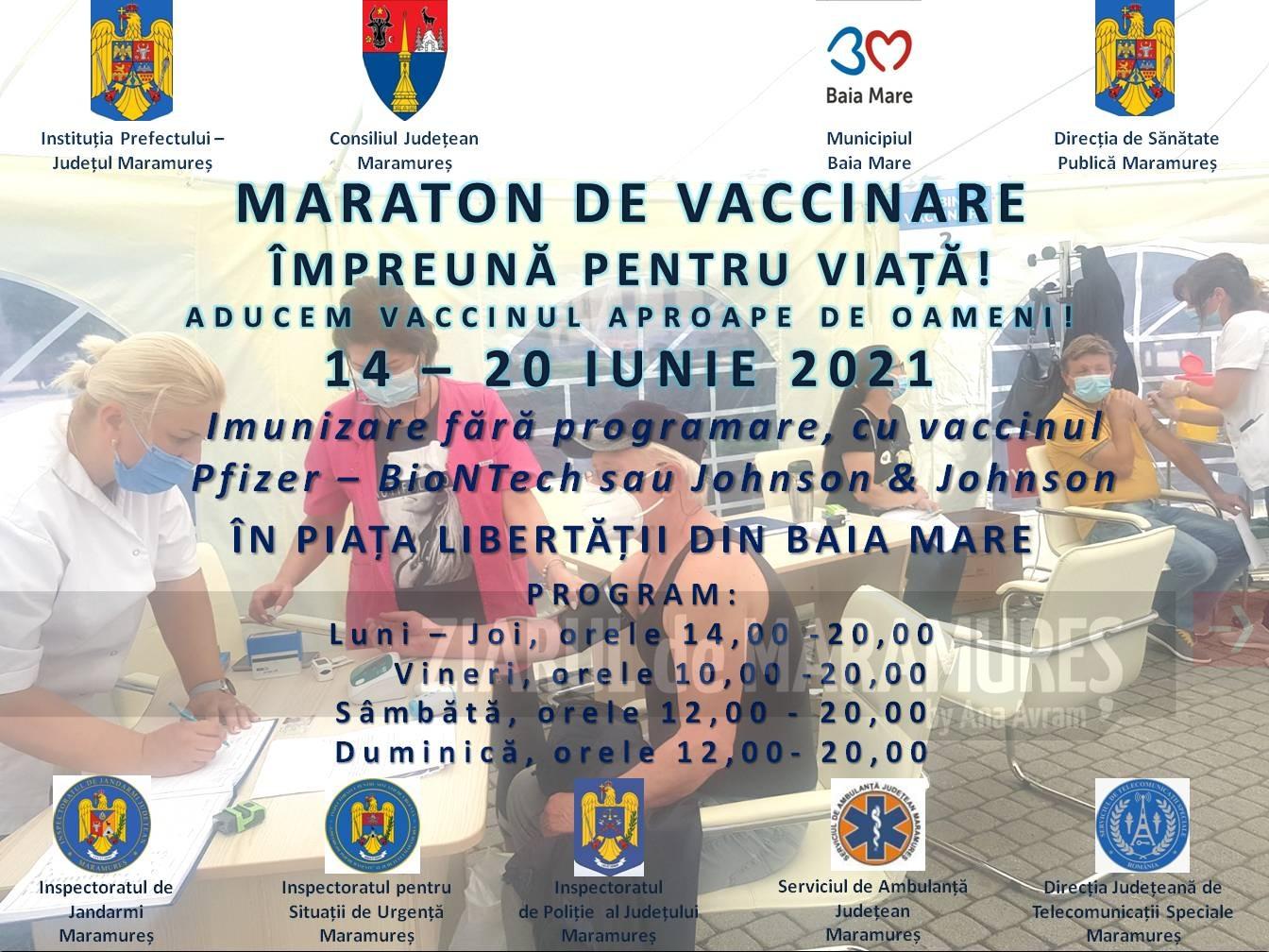 Maraton de vaccinare în Piața Libertății din Baia Mare