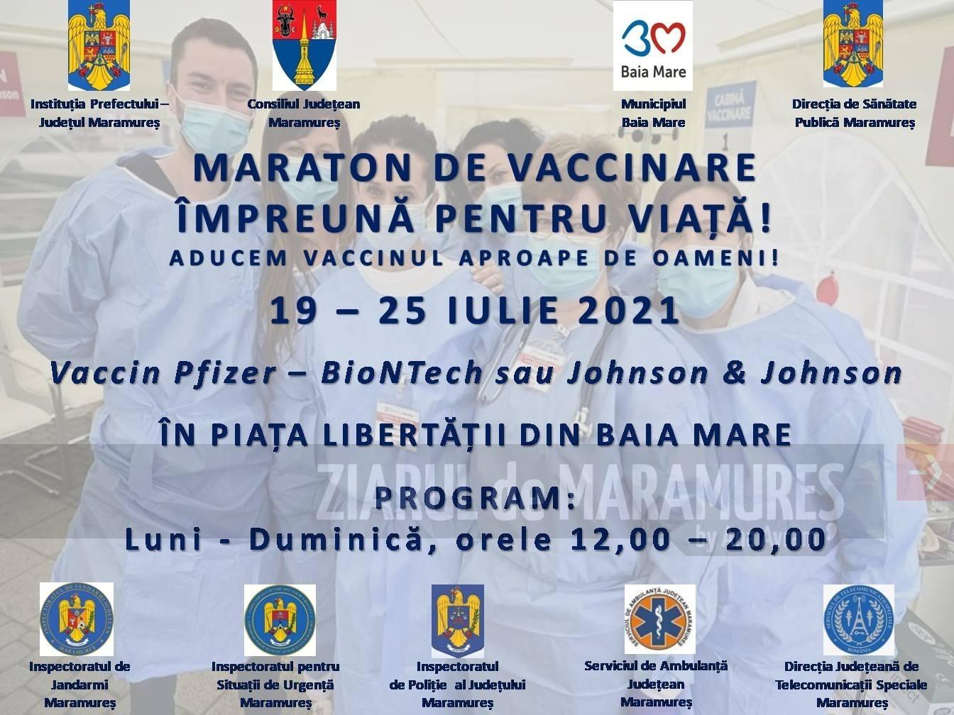Maraton de vaccinare-Piața Libertății din Baia Mare