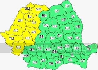COD GALBEN-Val de căldură, CANICULĂ, inclusiv sâmbătă, 10 iulie, în Maramureș, Banat și Crișana