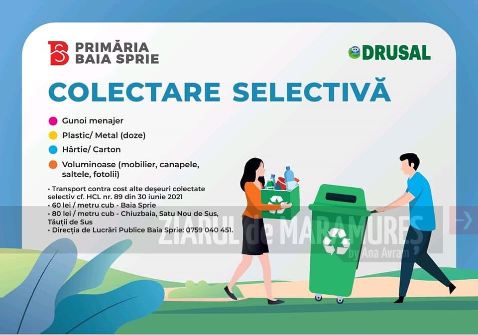 Primăria Baia Sprie-Calendare de colectare a deșeurilor menajere și tarife