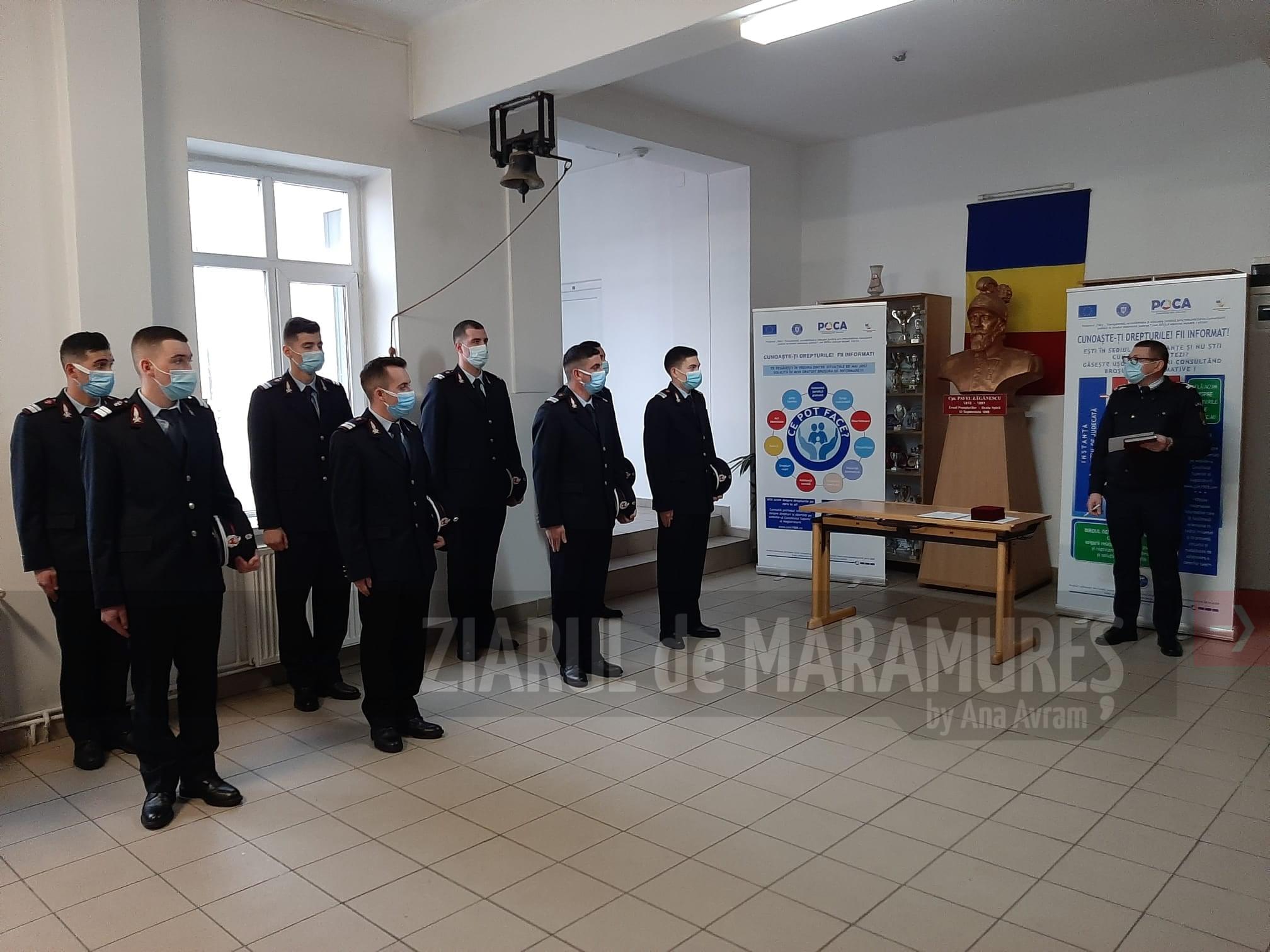 Schimbarea de generații la ISU Maramureș. Zece absolvenți ai școlii de subofițeri din Boldești s-au prezentat astăzi la datorie