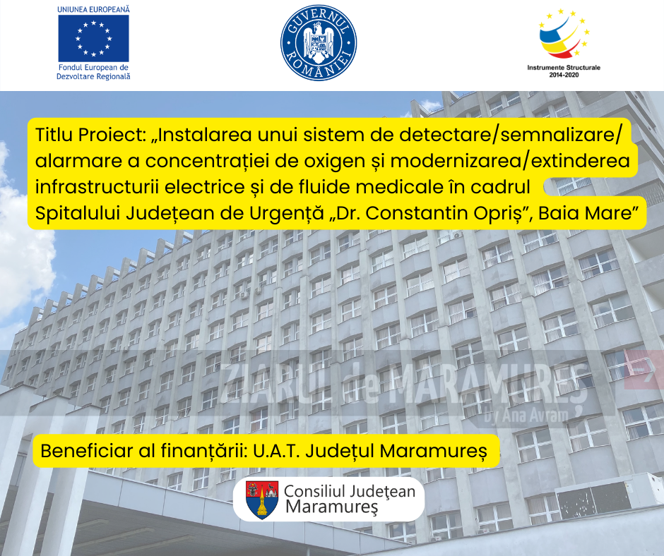 CJ Maramureș: Un nou proiect cu finanțare europeană în domeniul sănătății implementat la Spitalul Județean ”Dr. Constantin Opriș”