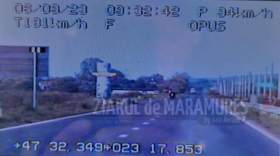 Surprins de radar cu 181 km/h (+91) între Rodina și Gârdani. Motociclistul s-a ales cu permisul suspendat