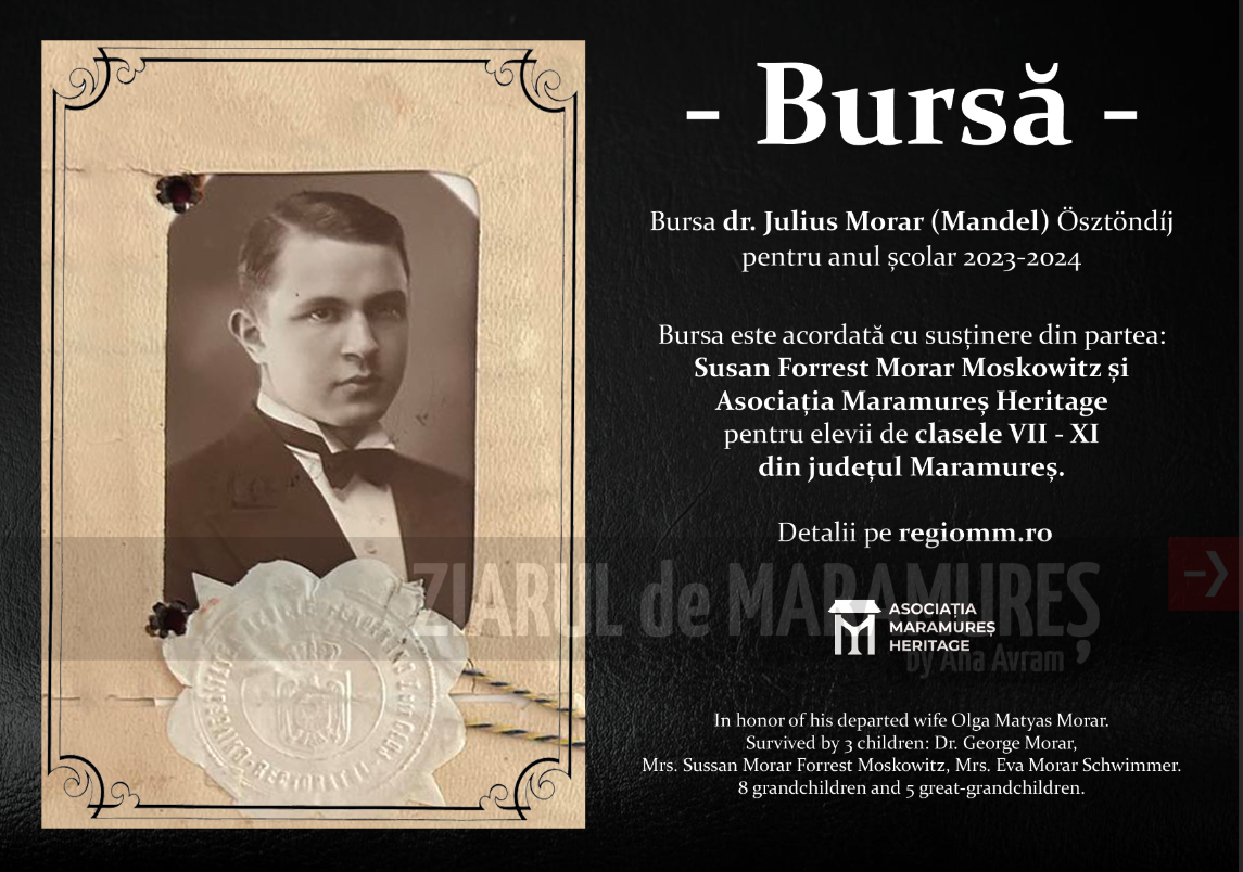 Bursa Dr. Julius Morar (Mandel) deschisă pentru elevii din județul Maramureș