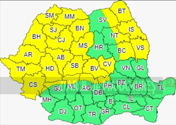 Atenționare meteo de COD GALBEN în Maramureș, Banat și Crișana