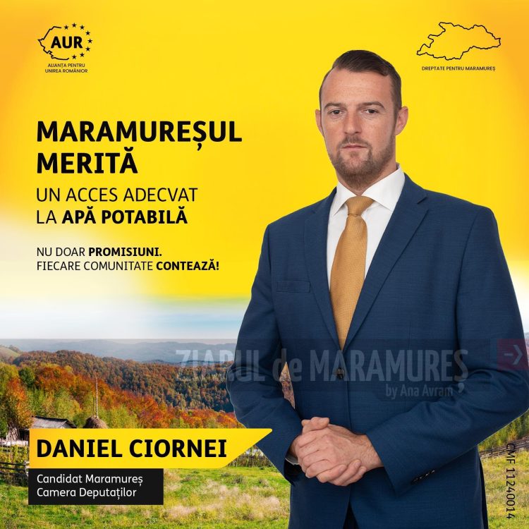 Daniel Ciornei, candidat la Camera Deputaților AUR Maramureș: Apă pentru toți, nu doar pentru unii!