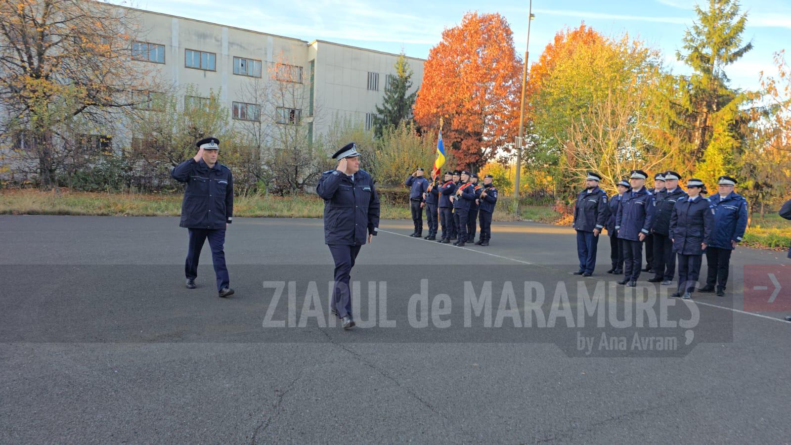 Ceremonial militar la sediul Jandarmeriei Maramureș. 8 noiembrie, ziua protectorilor spirituali ai Jandarmeriei Române