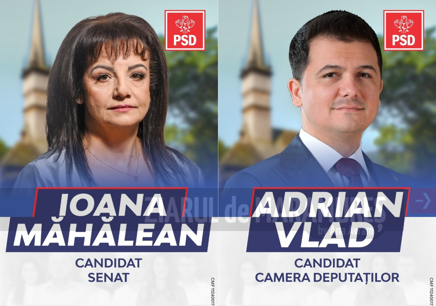 Ioana Măhălean și Adrian Vlad-Candidații PSD Maramureș pentru viitorul Parlament