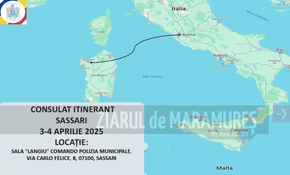 Consulat itinerant în Sardegna, localitatea Sassari, 3-4 aprilie 2025, Italia