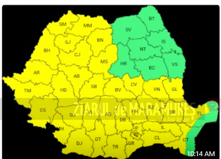 COD GALBEN 25-26 iunie. Val de căldură, caniculă și disconfort termic în Maramures și alte judete din țară