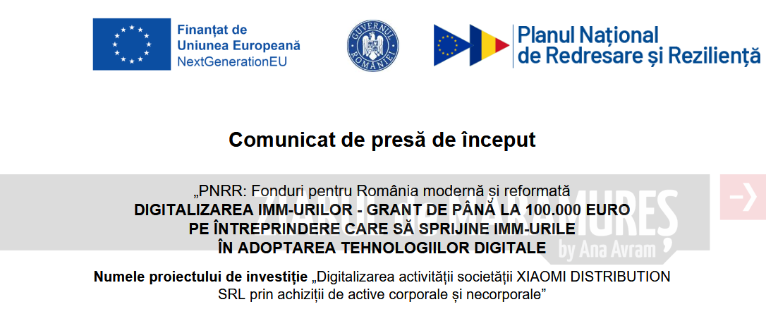 Comunicat de presă de început. PNRR: Fonduri pentru România modernă și reformată