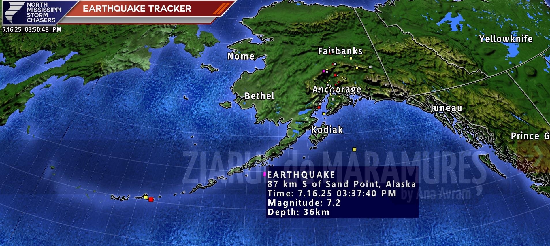 Cutremur cu magnitudinea 7,3 în zona peninsulei Alaska, alertă de tsunami (USGS)
