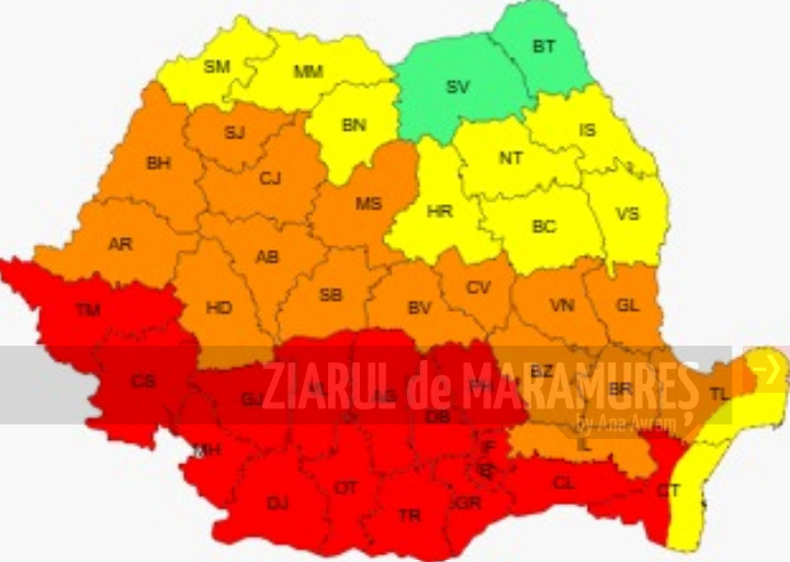 Val de căldură persistent și disconfort termic ridicat în Maramureș, Crișana, N-E Transilvaniei, centrul Moldovei și pe litoral
