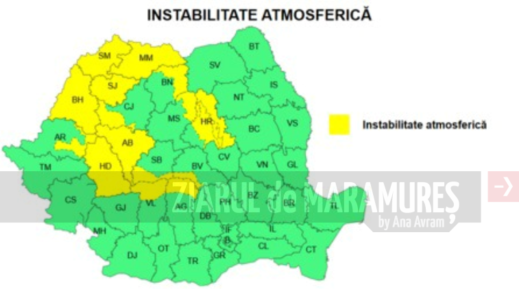 COD GALBEN de ploi în nordul Crișanei, Maramureș, vestul Transilvaniei și local la munte