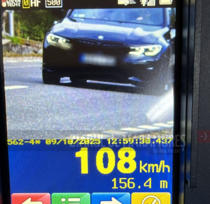 Depistat de radar cu 108 km/h în localitatea Cavnic. Șoferul a ieșit pozitiv la substanțe interzise