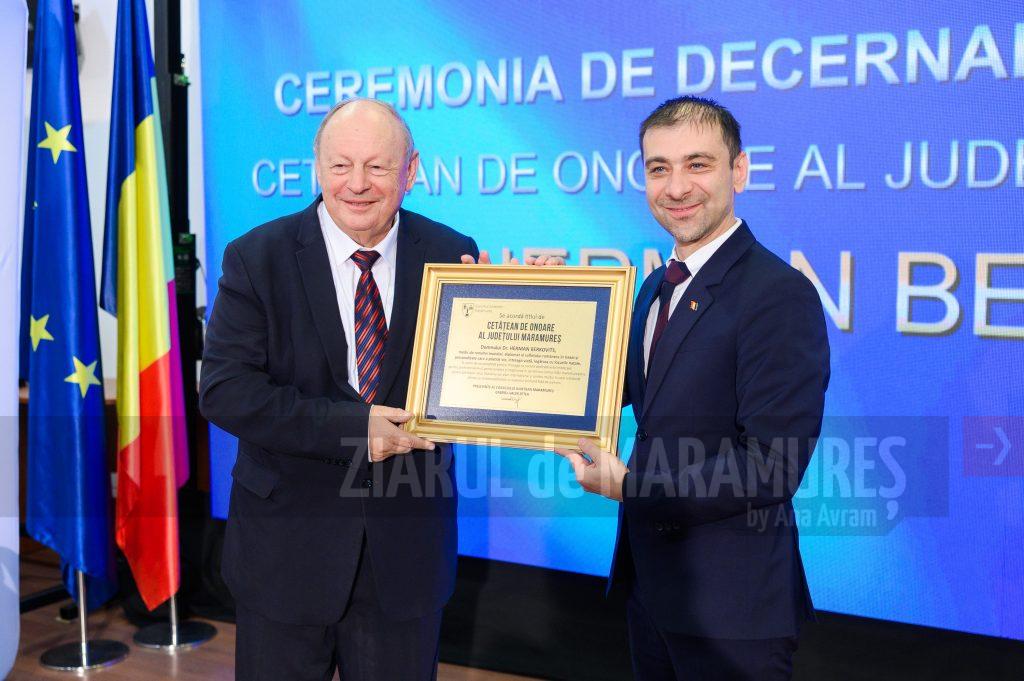 Dr. Herman Berkovits onorează Județul Maramureș prin obținerea titlului de Cetățean de Onoare