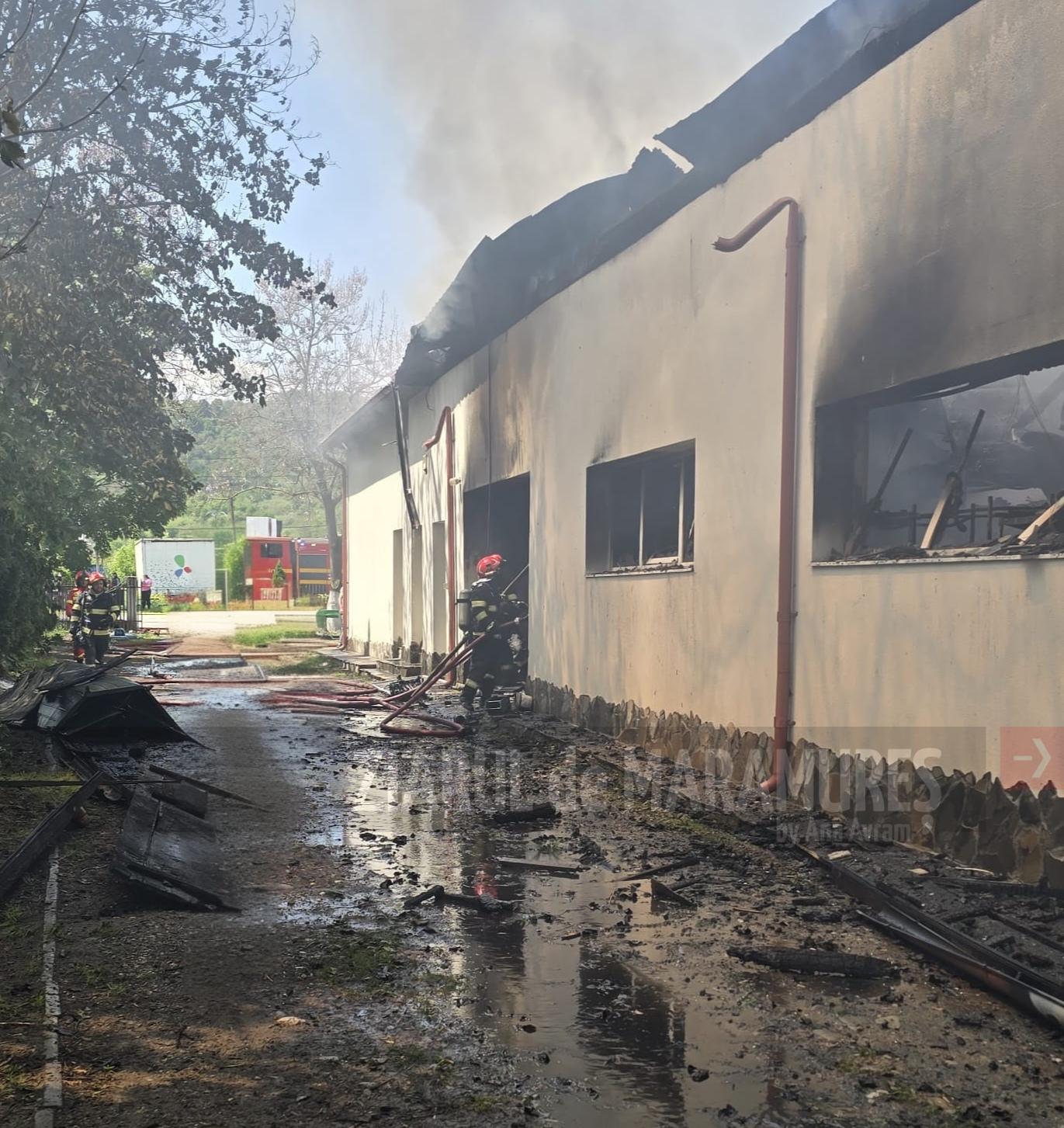 (Foto)A luat foc o hală de dezmembrări auto și o casă de locuit din localitatea Sarasău