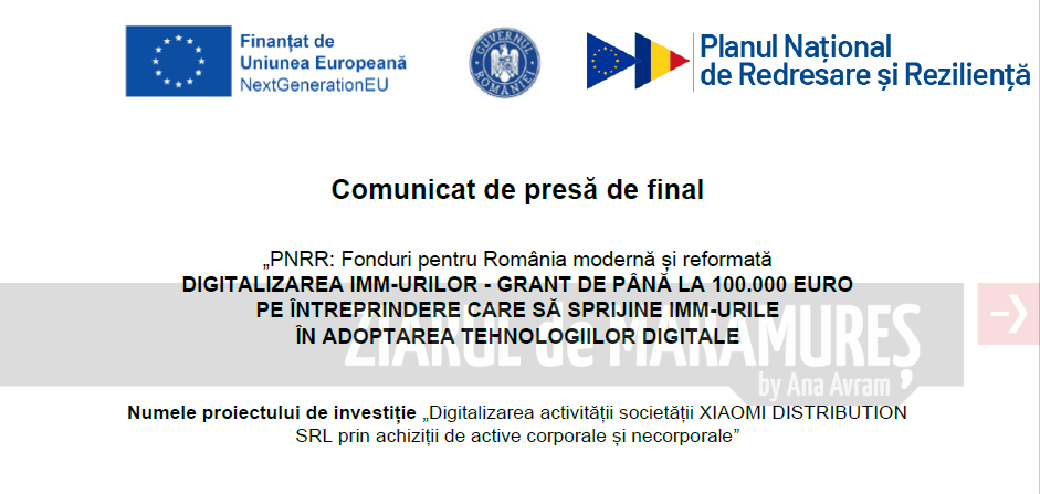 Comunicat de presă de final. PNRR: Fonduri pentru România modernă și reformată
