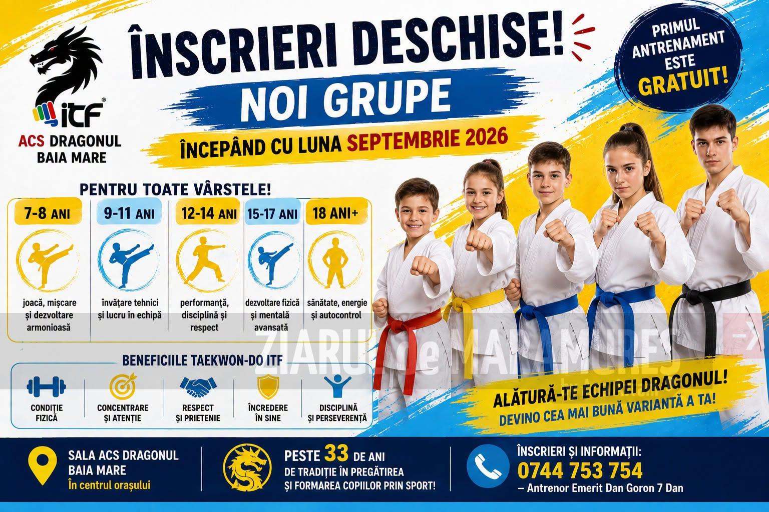 Inscrieri deschise la sala lui Master Dan Goron. Noi grupe începând cu luna septembrie 2026, pentru toate vârstele